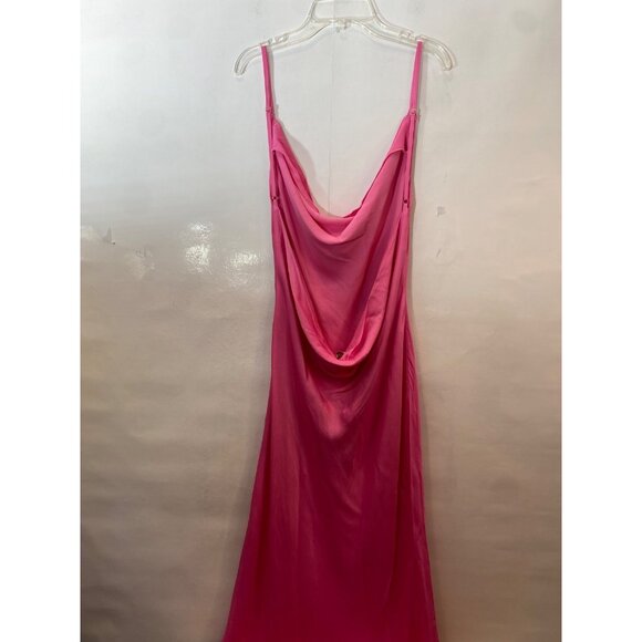 Meshki Jade Cowl Neck Backless Maxi Dress Satin Size Large Bright Pink NWT - Picture 7 of 10